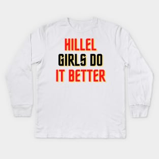 Hillel Girls Do It Better - Red, Gold & Black Kids Long Sleeve T-Shirt